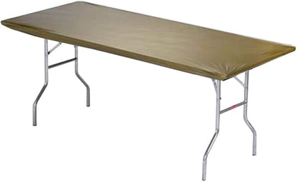 6' Rectangle Plastic Table Covers 30" x 72", Bundle of 5 (Metallic Gold)