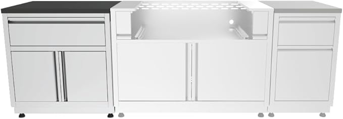 GRILLA Outdoor Kitchen Cabinet 31.5" with 2 Built-in Drawers, Stainless Steel, Modular, For Outdoor Grilling, Outdoor Kitchen, and Storage