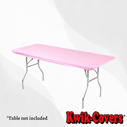 10 Pack of Rectangular Plastic Table Covers - 6' Foot or 8' Foot Options - Indoor or Outdoor Fitted Table Covers (Table NOT Included) (Pink, 30" x 96" (8' ft))