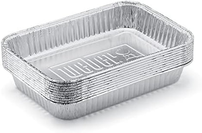 Weber Aluminum Drip Pans 10‑Pack – Disposable Foil Pans for Indirect Cooking, Catching Drippings, Ideal for Roasts, Turkeys & Gravy Drippings - Compatible with Weber Gas Grills