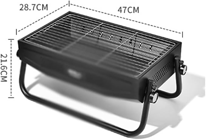 Portable Charcoal Grill for Camping BBQ, Outdoor Barbecue Grill with Stable Support, Lightweight Camping Grill for Home Use,47 * 28.7 * 21.6Cm-D