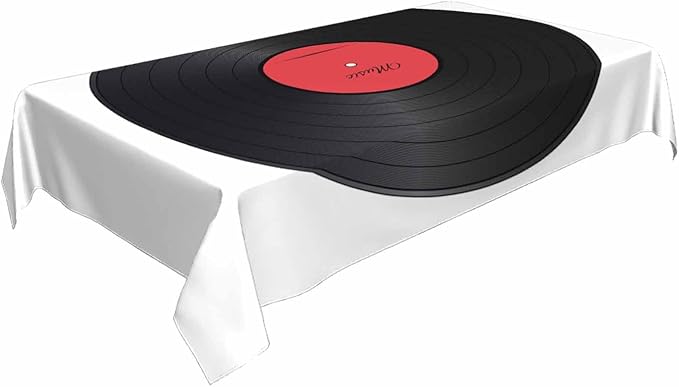 TKS MITLAN Vinyl Record Tablecloth 52 x 70 Inch Rectangular Music Disk Modern Classic Oblong Table Cloth Kitchen Table Decorations for Home Dinner Party