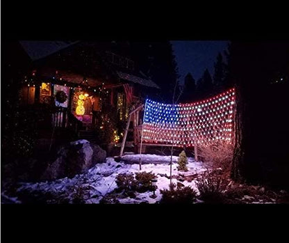 American Flag String Lights, Waterproof Led Flag Net Light, with 420 Super Bright LED, for Yard Garden Decoration, Festival, Holiday, Party Decoration,Christmas Decorations (Plug in Power)