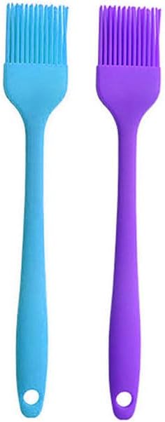 Silicone brush, Oil Brush for BBQ Kitchen Cooking Baking and Grilling (2 PCS,blue&purple)