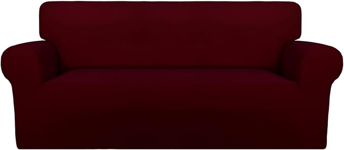 PureFit Stretch Oversized Loveseat Covers Couch Covers for Sofa Wine