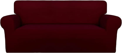PureFit Stretch Oversized Loveseat Covers Couch Covers for Sofa Wine