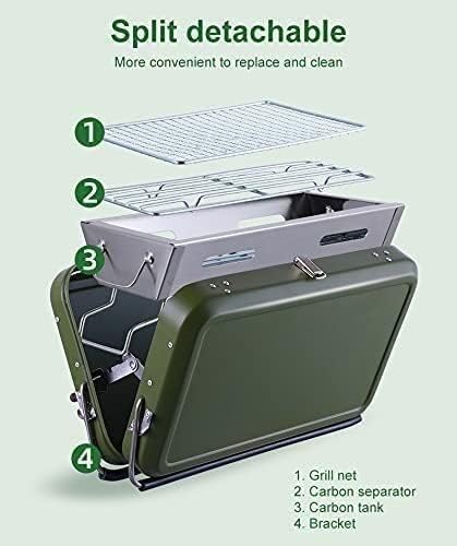 Charcoal Grill Outdoor BBQ Grill Stainless Steel Charcoal Barbecue Grill Portable Folding BBQ Tools for Garden BBQ Grill(Black)