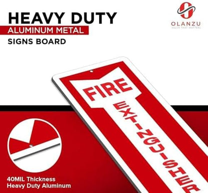 OLANZU Fire Extinguisher Signs For Business - Pack of 12 - Metal Fire Extinguisher Sign 4" x 12" Aluminum - UV Protected for Indoors & Outdoors