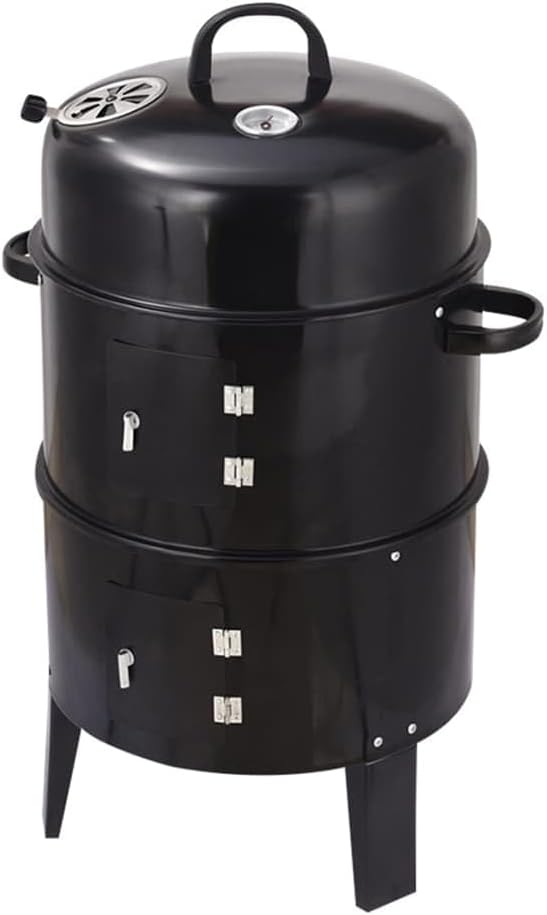 Outdoor Double-Layer Grill, Charcoal Wood Fired Braising & Smoking Stove,Portable Grill for Camping, Outdoor Cooking, Outdoor Kitchen, Patio, Garden