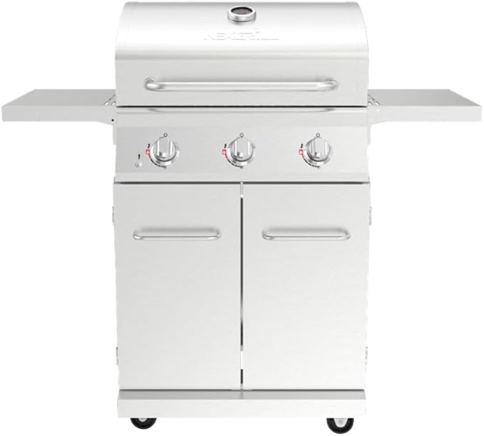 Nexgrill Stainless Steel 3-Burner Propane Gas Grill w/Foldable Side Shelves, 40,500BTUS, 591.05 sq. in. Cooking Area, Perfect for Outdoor Cooking & Grilling, BBQs, Backyard, Tailgating, 720-0830MN