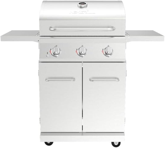 Nexgrill Stainless Steel 3-Burner Propane Gas Grill w/Foldable Side Shelves, 40,500BTUS, 591.05 sq. in. Cooking Area, Perfect for Outdoor Cooking & Grilling, BBQs, Backyard, Tailgating, 720-0830MN