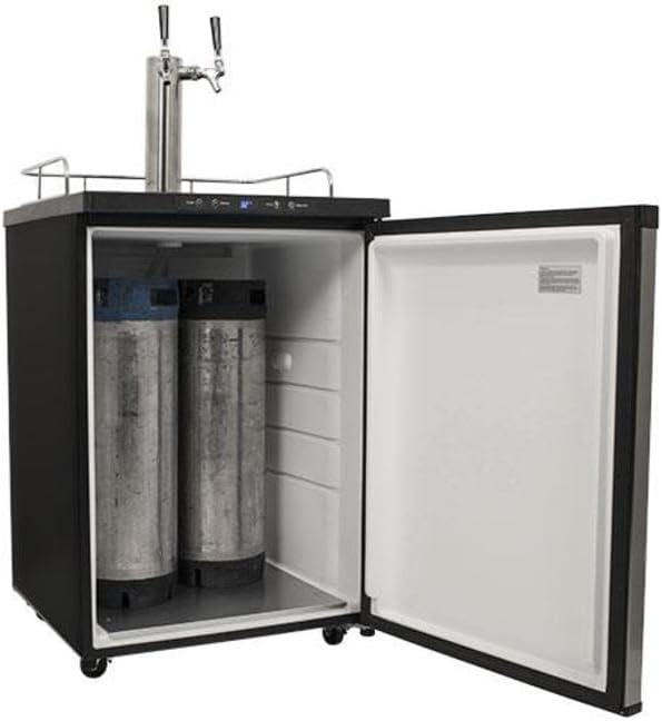 EdgeStar KC3000SSTWIN Full Size Dual Tap Kegerator with Digital Display - Black and Stainless Steel