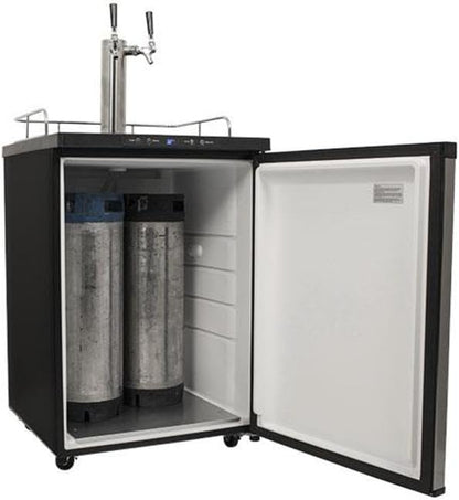 EdgeStar KC3000SSTWIN Full Size Dual Tap Kegerator with Digital Display - Black and Stainless Steel