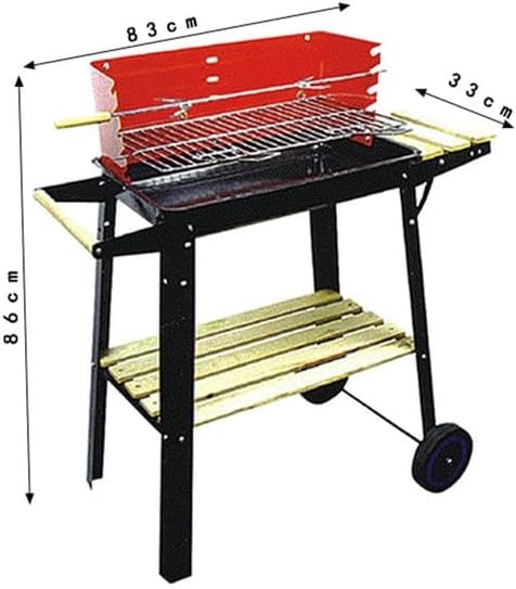 Portable Charcoal Grill for Camping BBQ Grills Outdoor Barbecue Grill with Side Wheel Trolley, Adjustable Height, Easy to Move and Clean, Ideal for Garden Patio Backyard Picnic,LightGrey-D