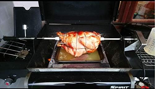 onlyfire Stainless Steel BBQ Rotisserie Kit for Weber Gas Grills | Fits for Weber Genesis 310/330(Year Under 2016), Spirit 310/330 Series Gas Grills, 3/8" Square Spit Rod
