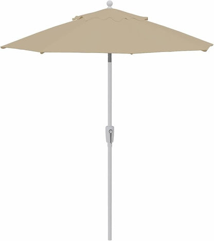 Treasure Garden 7.5ft Patio Umbrella – Outdoor Market Umbrella – Push Button Tilt – White Aluminum Frame (O’bravia, Khaki)