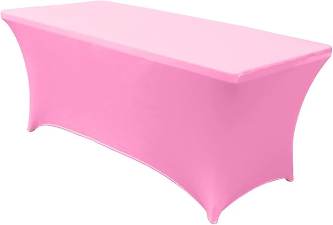 ABCCANOPY 6FT Spandex Table Cover, Stretch Fitted Tablecloth, Pink | Rectangular Tight, Fitted, Washable and Wrinkle Resistant Table Protector for Wedding, Banquet,Birthday, Party, Event