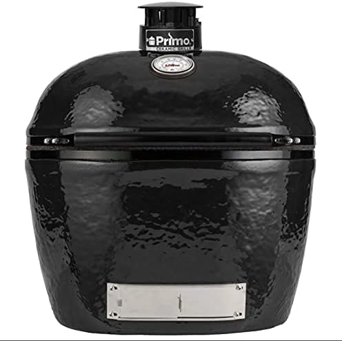 AMS Fireplace Primo Kamado Ceramic Cooker Grill Oval XL 400 With Stainless Steel Grates - charcoal outdoor grilling smocking roasting backing - PGCXLH, black, 28 Width, 21.5 Depth, 27-1/2 Hight
