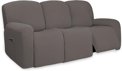 PureFit Super Stretch 3 Seats Recliner Sofa Couch Cover with Pocket | Non Slip Soft Sofa Slipcover, Washable Spandex Reclining Furniture Protector for Kids, Pets (Recliner Sofa, Taupe)