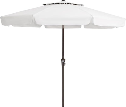 JEAREY 9' 2-Tiers Patio Umbrellas Outdoor Market Table Umbrella w/Push Button Tilt/Crank, 8 Sturdy Ribs, UV Protection Waterproof Sunproof(Cream White)