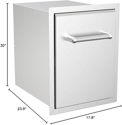 SPIRE Stainless Steel Built-in Roll-Out Trash Can, 10 Gallon Trash Bin, Perfect for Outdoor Island Kitchens, BBQs, Grilling & Cooking, 480-0002