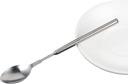 Extendable Spoon,62cm Long Stainless Steel Telescopic Extendable for Barbecue Tableware Supplies 8.66~24.4inch (Spoon)