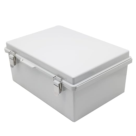 Watertight Electrical Junction Box with Mounting Plate, Clear Hinged Cover Stainless Steel Latch, Plastic Enclosure for Project Wall Bracket, IP67 13.8*9.8*5.9inch（350×250×150mm）