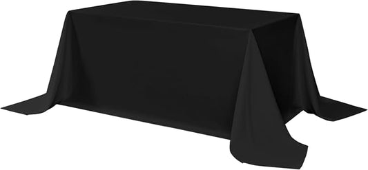 sancua Rectangle Tablecloth - 90 x 156 Inch - Water Resistant Spill Proof Washable Polyester Table Cloth, Decorative Fabric Table Cover for Dining Tables, Buffet Parties and Camping, Black