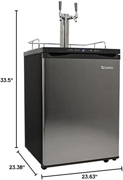 EdgeStar KC3000SSTWIN Full Size Dual Tap Kegerator with Digital Display - Black and Stainless Steel