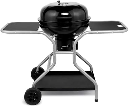 Black Charcoal Grills with Table, Portable BBQ Grill for Outdoor Camping, Barbecue Grill with Cover, Kettle Grill for Outdoor Cooking Family Party