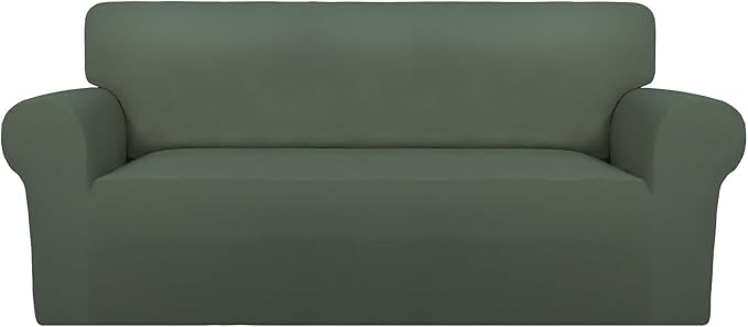 PureFit Oversized Loveseat Covers Couch Covers for Sofa Grayish Green