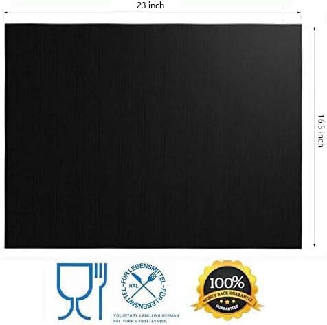 Grill Mat Set of 6-100% Non-Stick Reusable Mats for Gas, Charcoal or Electric Grills - Easy to Clean - 23 x 16.5-Inch, Black