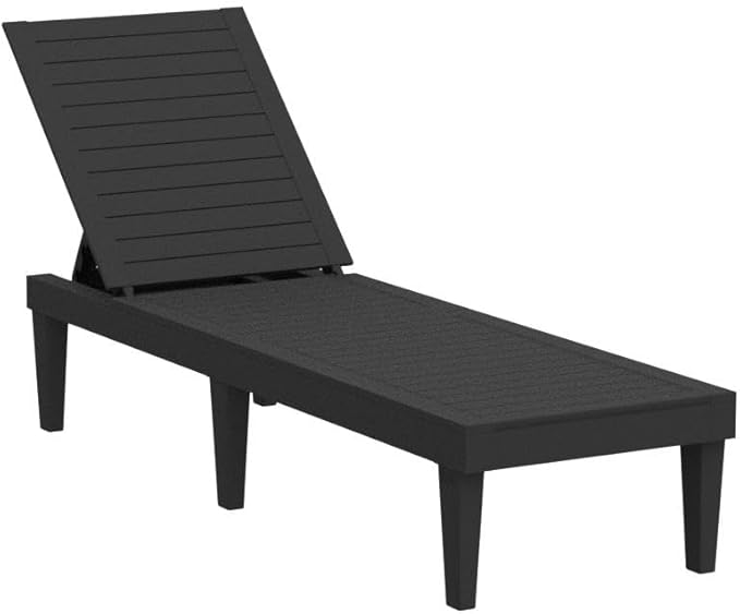 YITAHOME Chaise Outdoor Lounge Chairs with Adjustable Backrest, Multi-Functional Patio Loungers Easy Assembly & Lightweight, Waterproof Poolside Chaise Lounge with 265lbs Capacity,Set of 2, Black