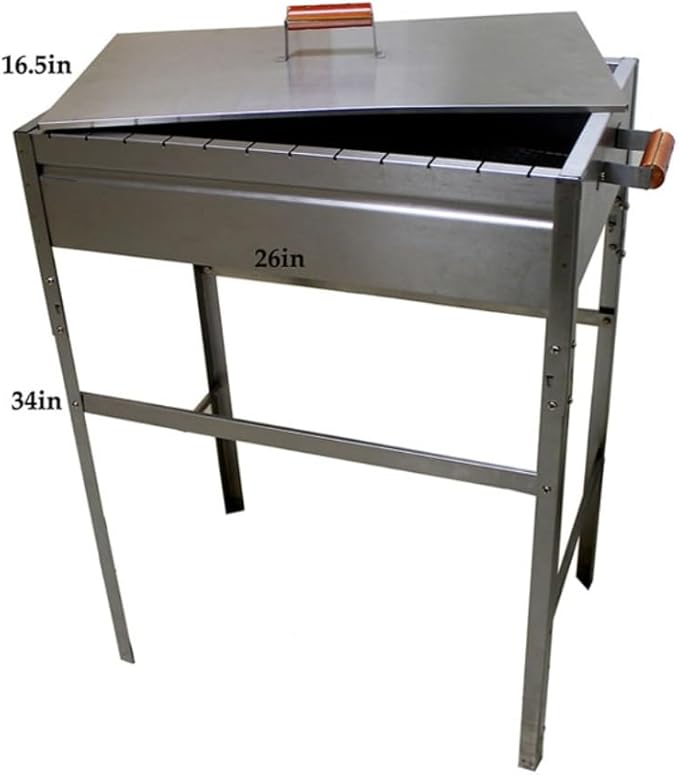 Stainless Steel Traditional Large Tall With Feet Legs Persian Middle Eastern Arabic Turkish BBQ Charcoal Grill Mexican Style Iranian Mangal Kabob Paz