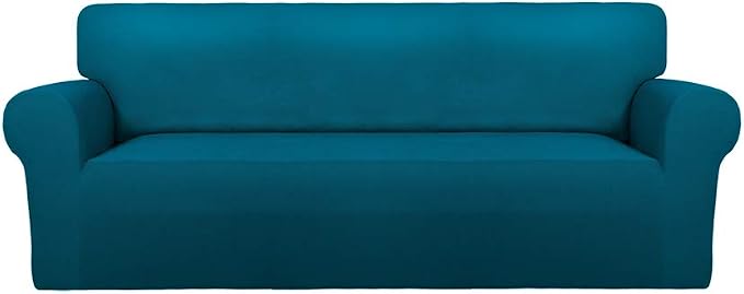PureFit Stretch Oversized Couch Covers Sofa Slipcovers Peacock Blue | 1-Piece Sofa Cover Washable Soft Couch Protector, Couch Slipcover with Non Skid Foam and Elastic Bottom for Kids, Dogs