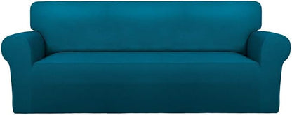 PureFit Stretch Oversized Couch Covers Sofa Slipcovers Peacock Blue | 1-Piece Sofa Cover Washable Soft Couch Protector, Couch Slipcover with Non Skid Foam and Elastic Bottom for Kids, Dogs