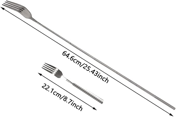 Extendable Fork,8.7 to 25.4 Inch Expandable fork prank,Expandable fork,Telescopic BBQ Fork, Stainless Steel, Extendable Handle,Long Dinner Fruit Dessert Cutlery (3 Pcs)