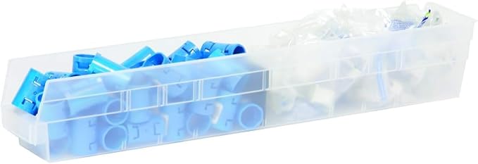 Akro-Mils 30124 Heavy Duty Plastic Shelf Bins, 24"x 4"x 4", Clear, 12-Pack | Heavy Duty Nesting Storage Bins for Garage, Closet, Refrigerator, Kitchen, Cabinet, Drawer Organization, Pantry Organization