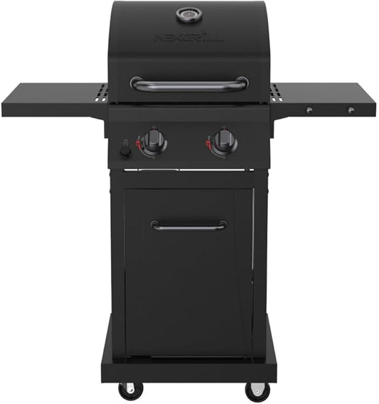 Nexgrill Deluxe 2-Burner Gas Grill with 401 SQ In Grate, 28000 BTUs, Heavy Duty Steel Frame & Foldable Side Table, Propane BBQ Grill for Outdoor Cooking, Patios, Backyards and More - 720-0864RD