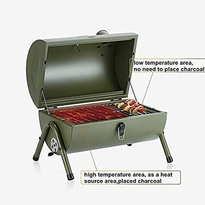 Charcoal Grill Portable Outdoor BBQ Grill Patio Camping Picnic Barbecue Stove for 3-5 People BBQ Grill(Green)