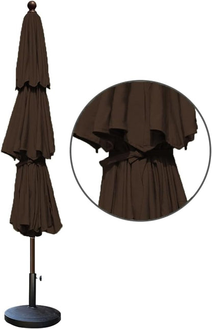 EliteShade USA 10-Year-Non-Fading 9ft 3-Tier Market Patio Umbrella, Commercial Grade Outdoor Table Umbrella with Crank Open, Windproof & UPF 50+ UV Protection, Heavy Duty Ventilation for Garden, Deck, Pool, Backyard, Beach & Bistro, Chestnut