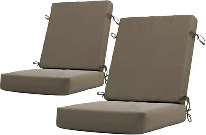 California Umbrella Outdoor Dining Chair, Set of 2 Patio Seat Cushions, 20 x 40 Inch, Premium Outdoor Memory Foam, Fade Resistant, Sunbrella Fabric, Fabric Ties, Taupe