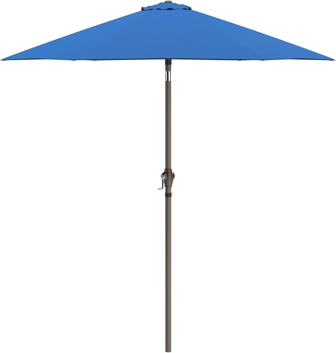 Sunline 7.5 ft Patio Umbrella with Crank & Push Button Tilt, Outdoor Market Umbrella with UV Protection & Wind Vent and Fiberglass Ribs, Metal Frame for Deck, Pool & Table, Pacific Blue