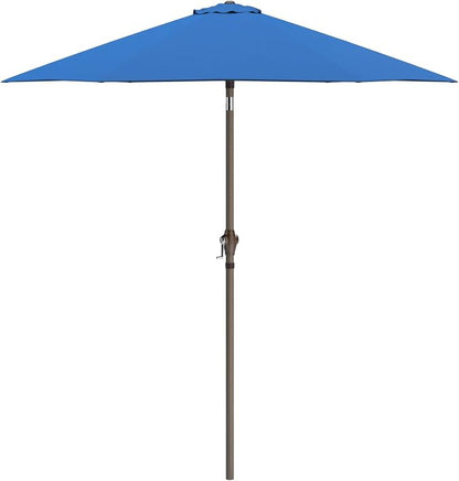 Sunline 7.5 ft Patio Umbrella with Crank & Push Button Tilt, Outdoor Market Umbrella with UV Protection & Wind Vent and Fiberglass Ribs, Metal Frame for Deck, Pool & Table, Pacific Blue