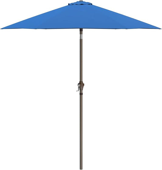 Sunline 7.5 ft Patio Umbrella with Crank & Push Button Tilt, Outdoor Market Umbrella with UV Protection & Wind Vent and Fiberglass Ribs, Metal Frame for Deck, Pool & Table, Pacific Blue