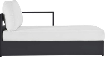 Modway Tahoe Powder-Coated Aluminum Outdoor Chaise Lounge in Gray White with Weather-Resistant Cushions, Modular Right-Facing Patio Lounger for Pool Furniture or Sectional Sofa Set