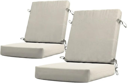 California Umbrella Outdoor Dining Chair, Set of 2 Patio Seat Cushions, 20 x 40 Inch, Premium Outdoor Memory Foam, Fade Resistant, Sunbrella Fabric, Fabric Ties, Canvas