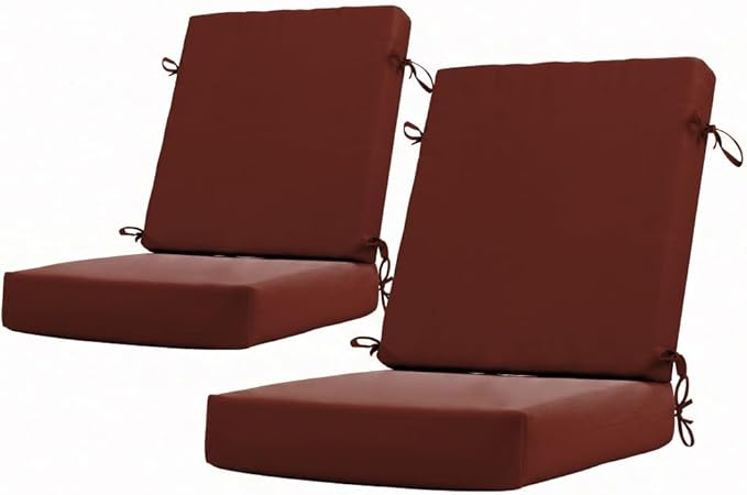 California Umbrella Outdoor Dining Chair, Set of 2 Patio Seat Cushions, 20 x 40 Inch, Premium Outdoor Memory Foam, Fade Resistant, Sunbrella Fabric, Fabric Ties, Terracotta