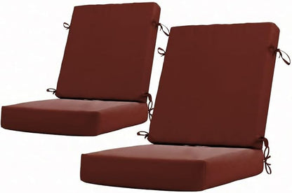 California Umbrella Outdoor Dining Chair, Set of 2 Patio Seat Cushions, 20 x 40 Inch, Premium Outdoor Memory Foam, Fade Resistant, Sunbrella Fabric, Fabric Ties, Terracotta