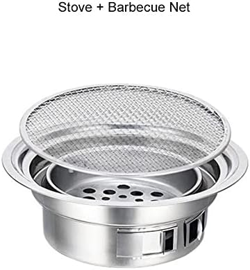 Stainless Steel Charcoal Barbecue Grill Korean Non-stick Barbecue Grills Portable Outdoor Bbq Grill Round Carbon Barbecue Stove(D)
